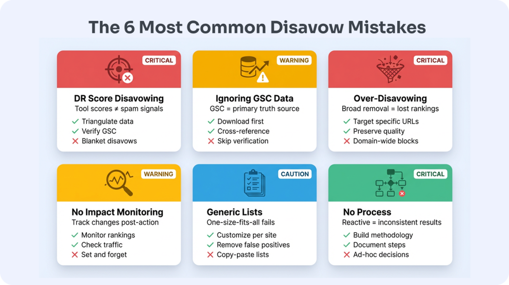 The 6 Most Common Disavow Mistakes , How to Avoid Disavow File Errors