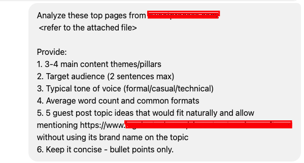 chatgpt link building asking for anchors and guest posts