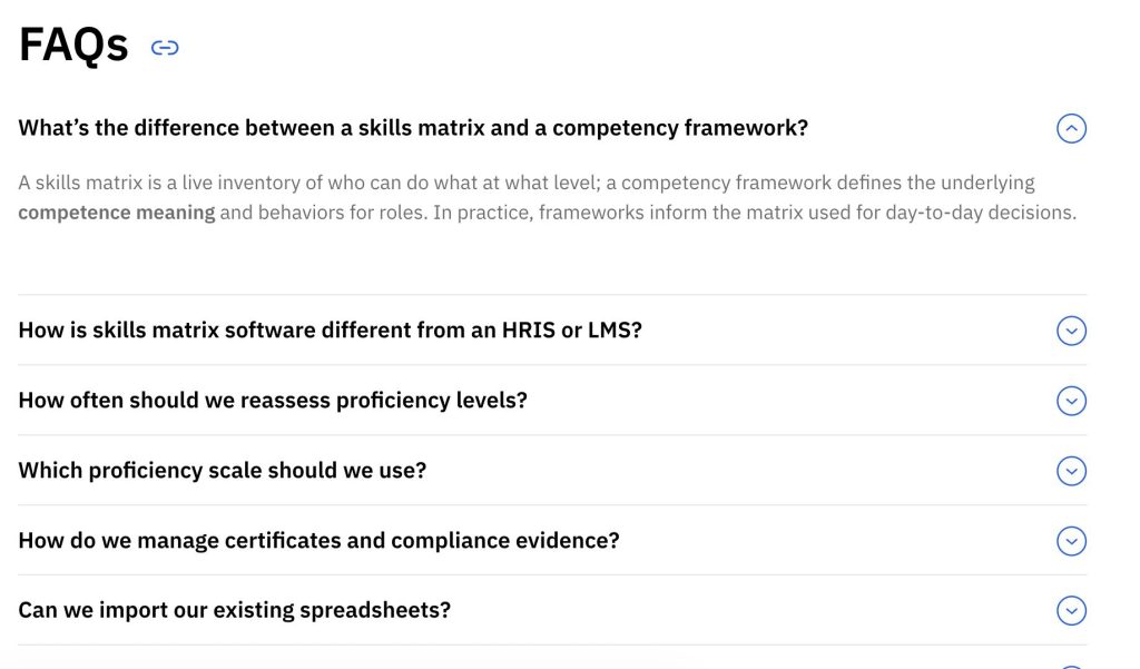 example how faqs look on a page