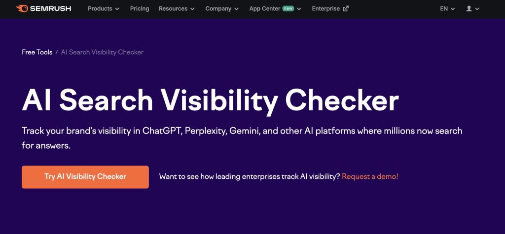 semrush ai search visibility checker